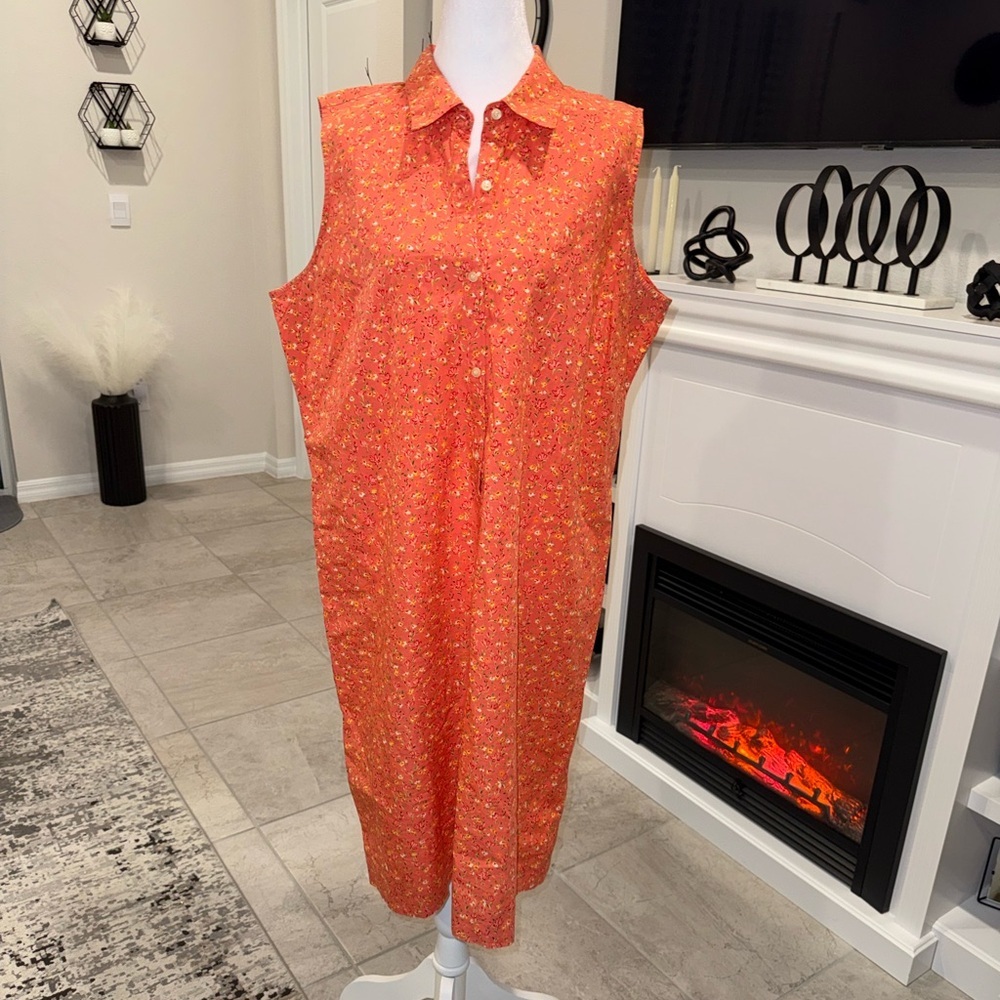 2 x 20$ Liz Claiborne Orange Floral Sleeveless Midi Dress Size 16